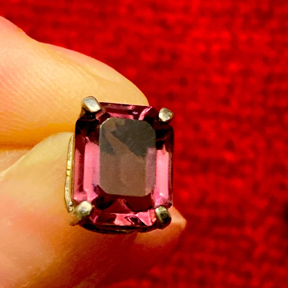 Vintage Amethyst Earrings.             Large Rectangle Studs